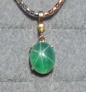 LINDE LINDY TRANS GREEN STAR SAPPHIRE CREATED PENDANT  