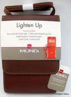 Mundi Leather Lighten Up Mini Travel Bag Flashlight Magnifying Card 