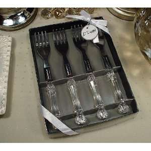 Lusso 4pc Dessert fork set w/crystalline handle  Kitchen 