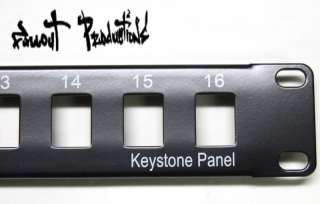 Black 16 Port Keystone Blank Rack Patch Panel 19 1U  