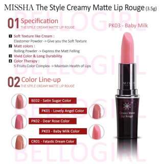 Missha Creamy Matte Lip Rouge Lipstick PK3   BELLOGIRL  