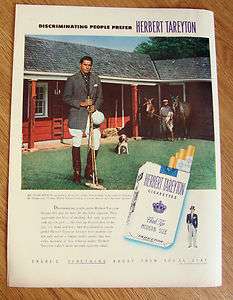 1950 Herbert Tareyton Ad Peter Perkins Polo Player  