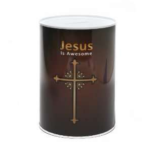  Religious Tin Coin Bank   Jesus Is Awesome