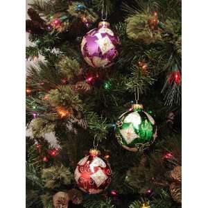  Set of 3 Jewel Tone Glass Ball Christmas Ornaments 3.25 