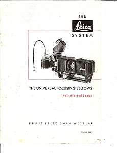The Leica System The Universal Focusing Bellows, Their Use and Scope 
