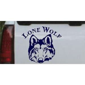 Lone Wolf Head Biker Car Window Wall Laptop Decal Sticker    Navy 18in 