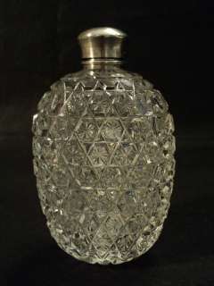 GORGEOUS ABP CUT GLASS LADIES FLASK w/ STERLING TOP  