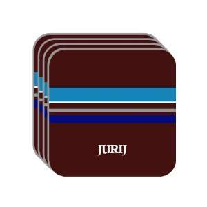 Personal Name Gift   JURIJ Set of 4 Mini Mousepad Coasters (blue 