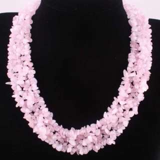 Rose Quartz Chip Necklace Gemstone Loose Bead 18 FE015  