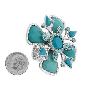  Fashion Jewelry ~ Stretchable Blue Flower Accented with 