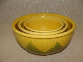 Vintage Set Three Shawnee Pottery Corn King Mixing Nesting Bowls #8 #6 