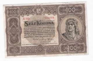 Hungary 100 Korona 1920 VF+ Crisp Banknote P 63  