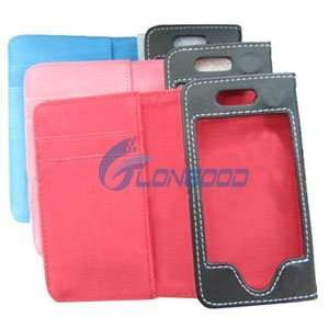  LUXURY BLACK BLUE CLUTCH WALLET Leather Case for iPhone 4 iPhone 