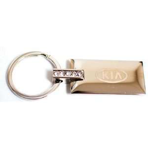   KIA Logo Jewels Rectangular Silver Chrome Keychain Key Fob Automotive