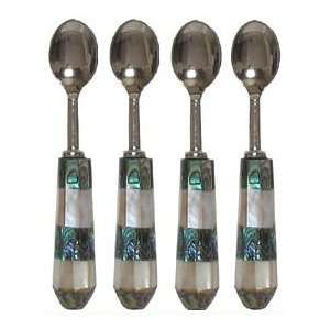  Decorative Condiment Spoon with Mother of Pearl Handle Set 