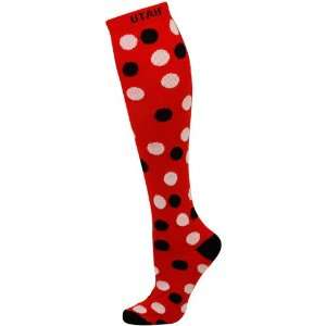 NCAA Utah Utes Ladies Red Polka Dot Knee Socks