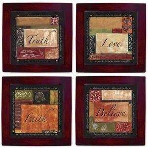 Inspirations Words to Live By, Set of 4 Ceramic Trivets  