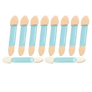  10 Pcs Blue Plastic Handle Eyeshadow Sponge Brush 