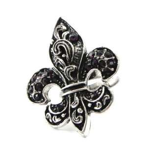    Ring french touch Fleur De Lys purple silvery. Jewelry