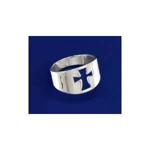    Sterling Silver Ring, 12mm wide Cut Out Cross Ring Jewelry