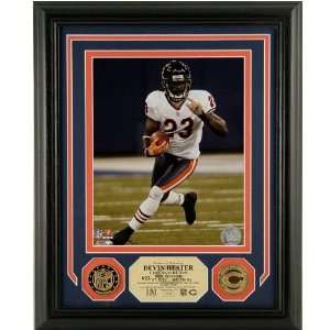  Chicago Bears Devin Hester PhotoMint with 2 24KT Gold 