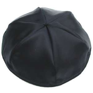 Satin Kippot with Optional Personalization   Black, Trimming White 