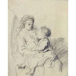   Nurse and an Eating Child Rembrandt van Rijn Hand Pai