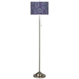 Purple Paisley Linen Brushed Nickel Floor Lamp