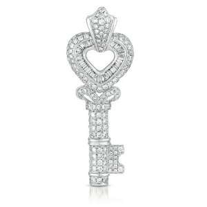    14k 1.42 Dwt Diamond White Gold Key Charm   JewelryWeb Jewelry
