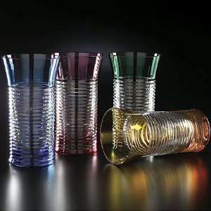    SET OF 4 COLORED SPIRAL CRYSTAL HIGHBALL GLASSES