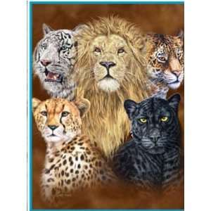 Big Cats Blanket Queen Size Mink Plush   Signature Collection Big Cats 