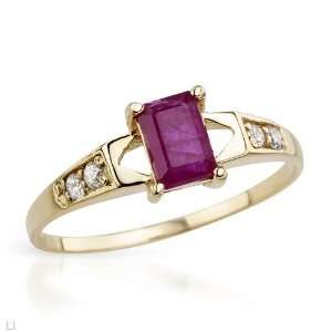  Ring With 0.90ctw Precious Stones   Genuine Diamonds and Ruby 