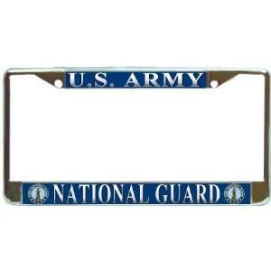  US Army National Guard Chrome Metal License Plate Frame 