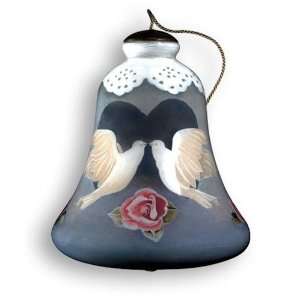  Love Birds Bell Glass Ornament   NeQwa Art