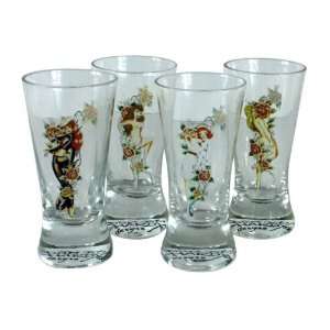 Don Ed Hardy Pinup Flared Shooters set of 4  Kitchen 