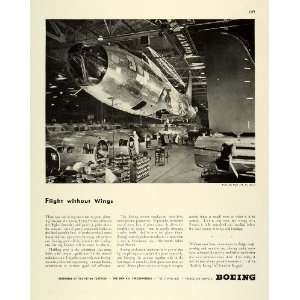  1944 Ad Boeing Plant Aerospace Production Line Flying 