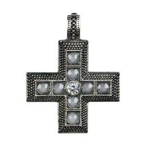 Beads Cross Culture Metal Accent 1/Pkg Silver Square Rhinestone Cross 