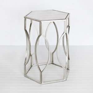  Worlds Away Morroco S Hexagonal Side Table In Silver Leaf 