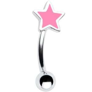  Sterling Silver Pink Star Upper Belly Ring Jewelry