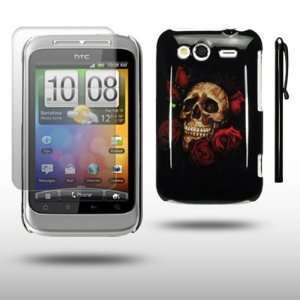  HTC WILDFIRE S SKULL AND ROSES PATTERN BACK COVER WITH 