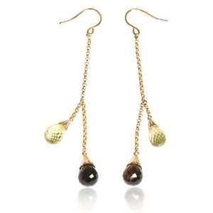   Gold and 5.55 ctw Smoky Topaz and Lemon Quartz Earrings Jewelry