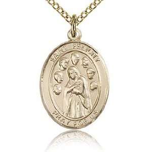  Gold Filled 3/4in St Felicity Medal & 18in Chain Jewelry