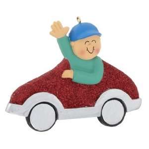  New Driver Boy   Red Car Christmas Ornament