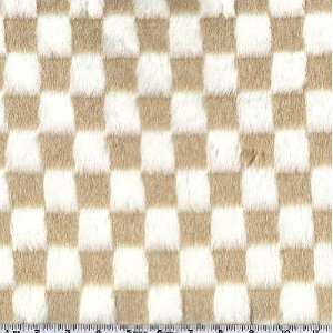  60 Wide Faux Fur Check Tan/Ivory Fabric By The Yard 