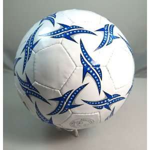  Handsewn Futbol Soccer Ball   White with Blue Barbs Design 
