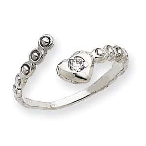  14k White Gold CZ Heart Toe Ring   JewelryWeb Jewelry