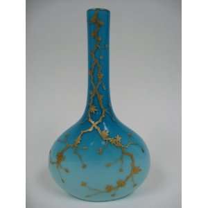  Webb Cased Blue Vase with Gold Decor