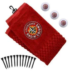 Louisiana Lafayette Ragin Cajuns Red Embroidered Golf Towel Gift Set 