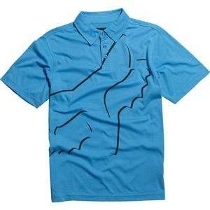   Fox Racing Youth Drop Out Polo Shirt   Large/Electric Blue Automotive