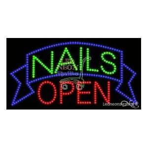  Nails Open LED Sign 17 inch tall x 32 inch wide x 3.5 inch 